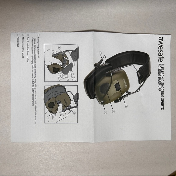 Awesafe Electronic Shooting Foldable Sports Earmuffs MP3 IPOD connectivity - Picture 7 of 9